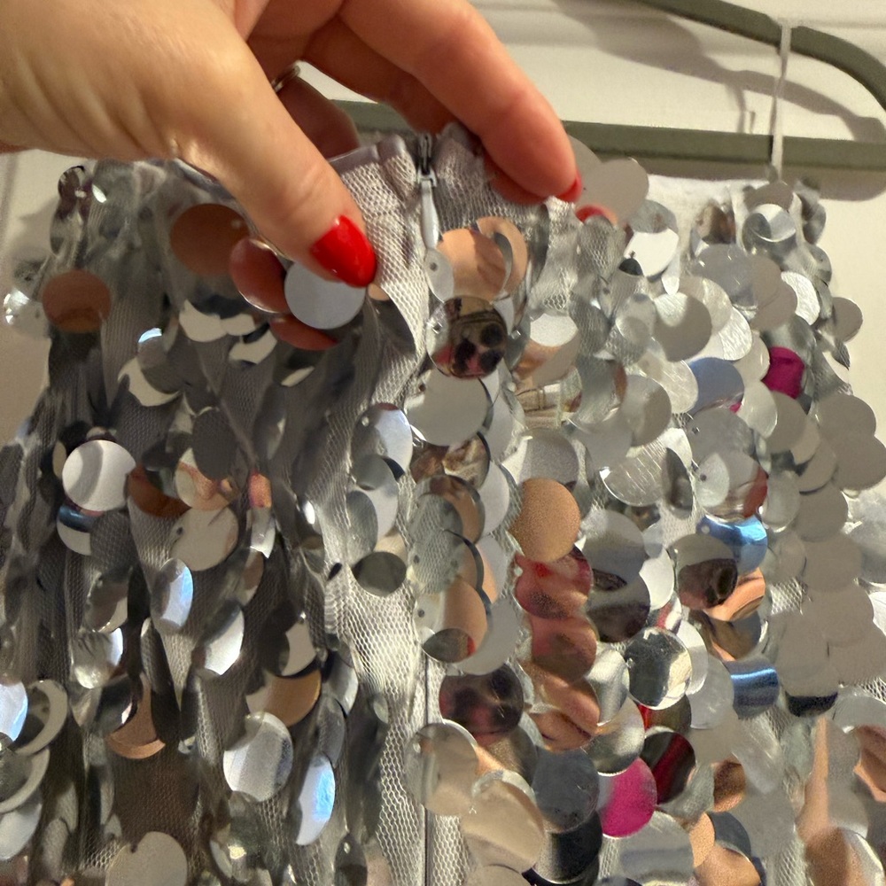 Silver Sequin Strapless Mini Dress - Picture 5 of 5